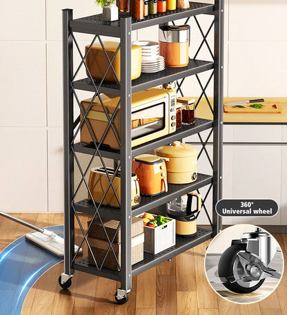 🔥Heavy Duty Foldable Metal Organizer Shelves with Wheels Great for Garage Kitchen