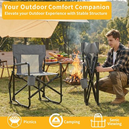 💥Clearance Sale Folding Camping Rocker Chair 🪑 Extra Wide Comfort 🌿 Padded High Back 💪