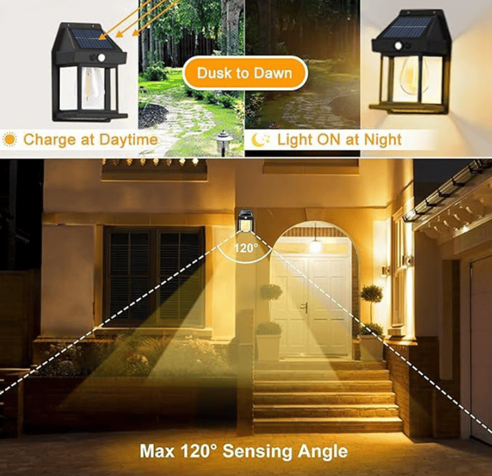 🔥☀️ Solar Wall Lights - Vintage Edison Style with Smart Motion Sensor! ☀️
