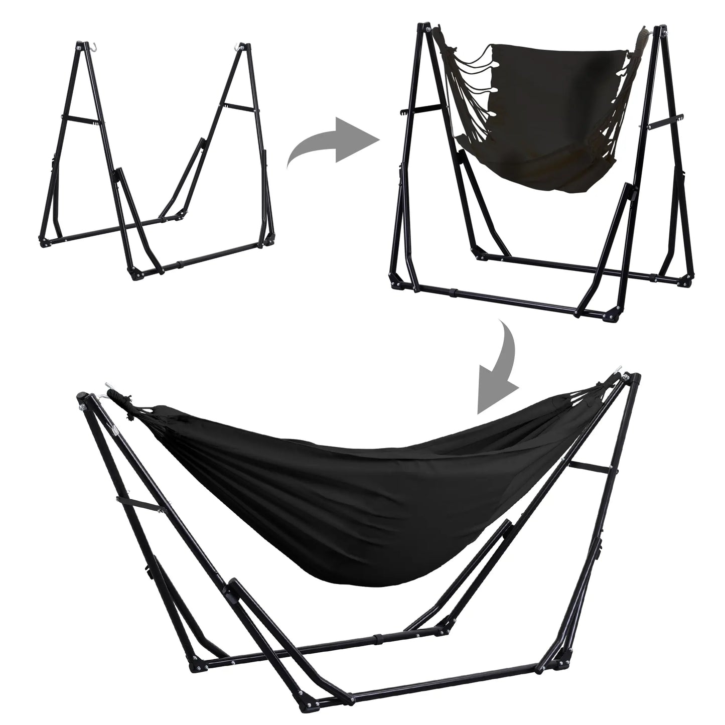 💥Clearance Sale Double Fabric Hammock Chair 🪑 w/ Stand 🌿 Easy Setup & Portable Design 💪
