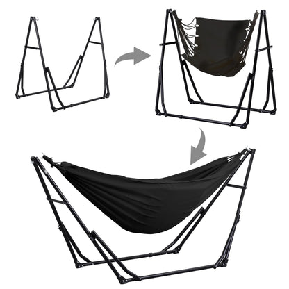 💥Clearance Sale Double Fabric Hammock Chair 🪑 w/ Stand 🌿 Easy Setup & Portable Design 💪