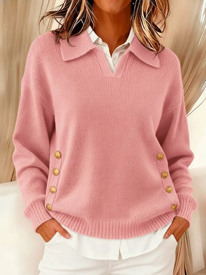 🤩🤩 Women's Comfortable Metal Buckle Pullover Cashmere Sweater