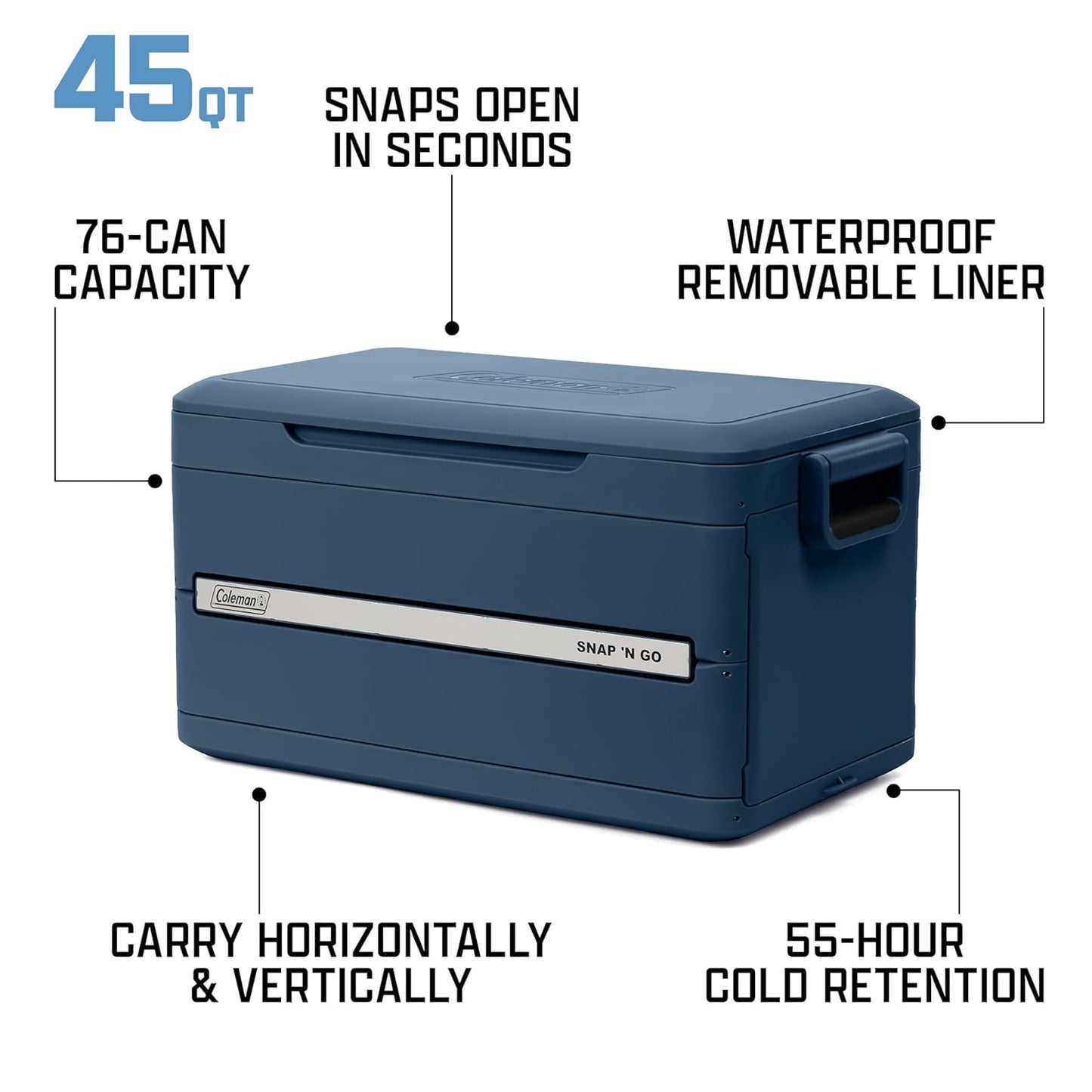 💥 Clearance Sale 💥 Collapsible Hard Cooler ❄️✨ 45-Quart Portable Cooler with Waterproof Liner 🧊