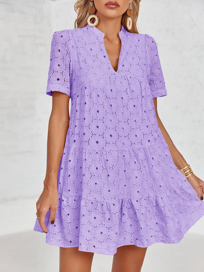 🤩🤩Women’s Lace Dresses Eyelet Casual Flowy Babydoll Swing