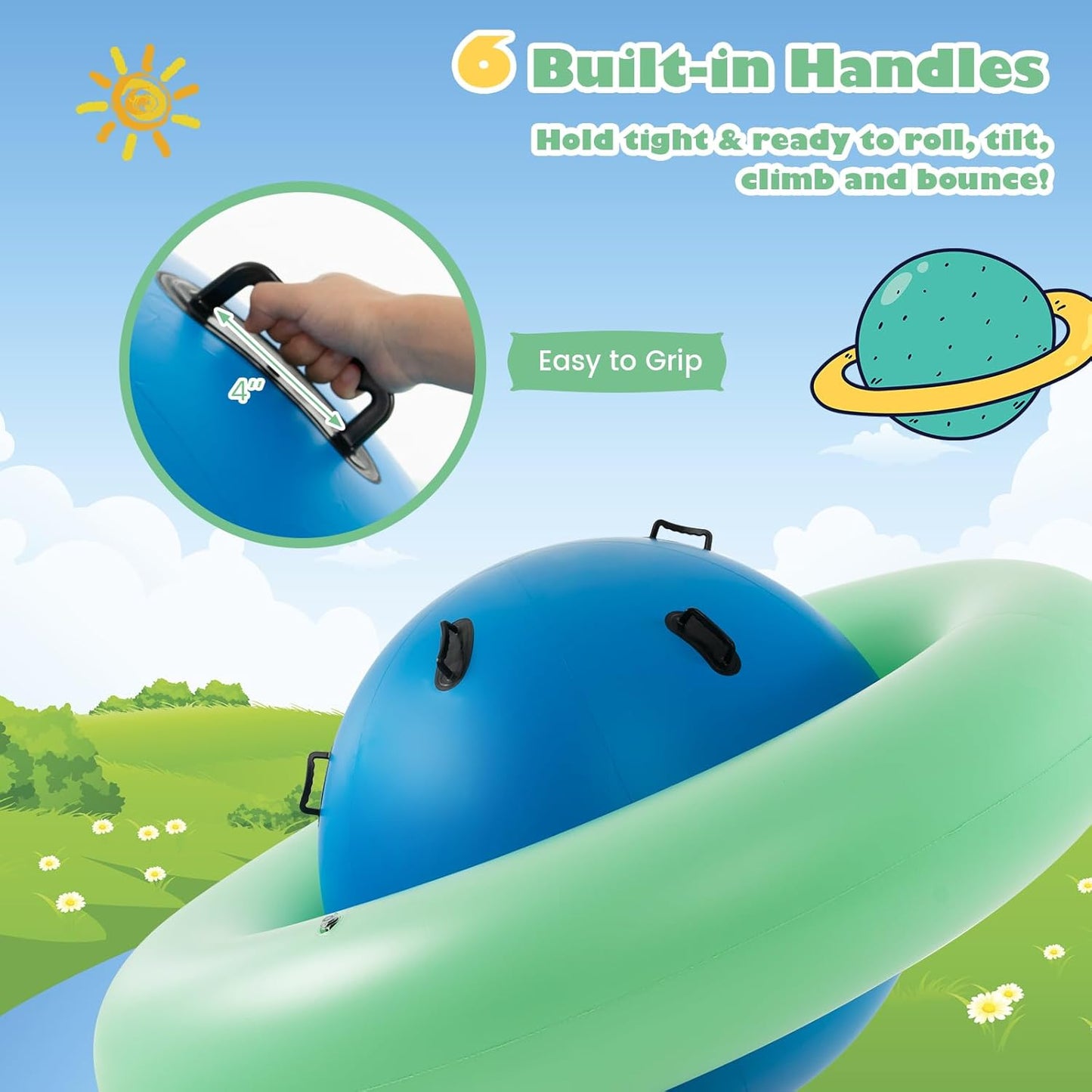 💥 Clearance Sale 🎉 8FT Inflatable Dome Rocker 🌈 Kids Seesaw Toy (250LBS) 🧒👧