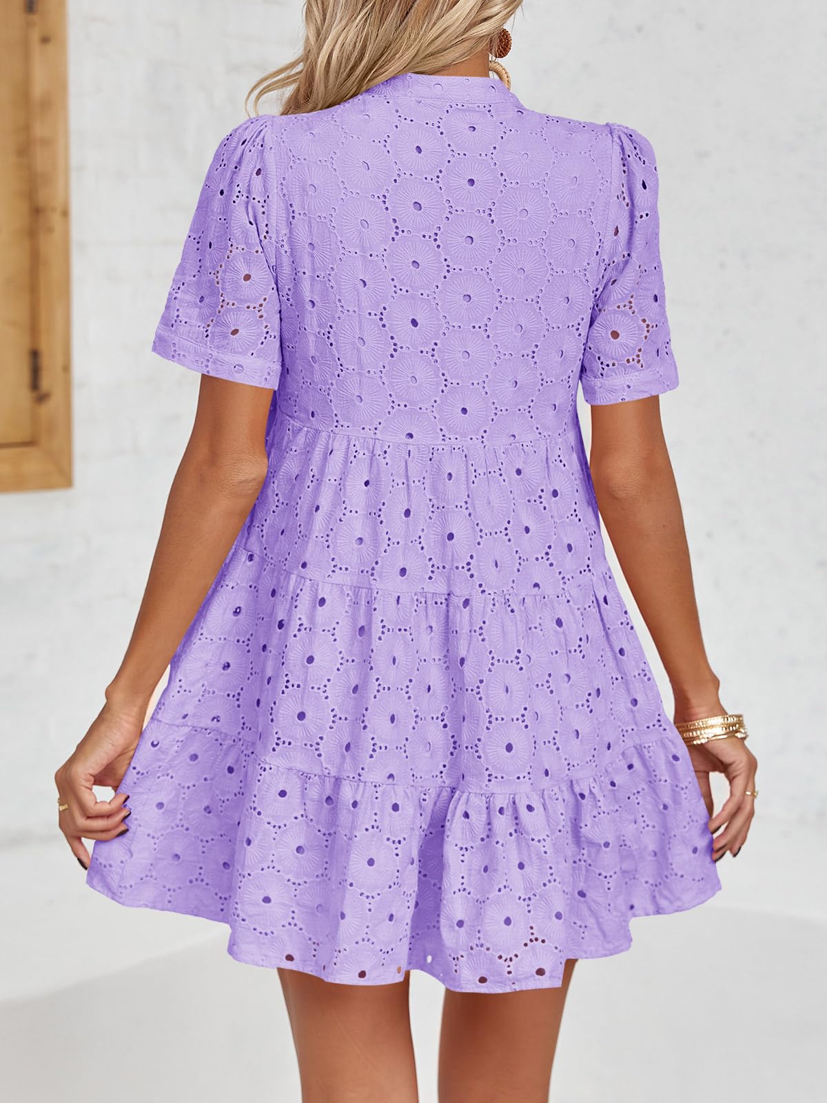 🤩🤩Women’s Lace Dresses Eyelet Casual Flowy Babydoll Swing
