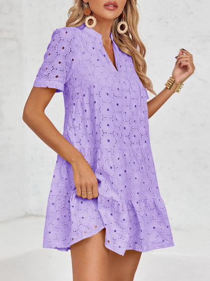 🤩🤩Women’s Lace Dresses Eyelet Casual Flowy Babydoll Swing