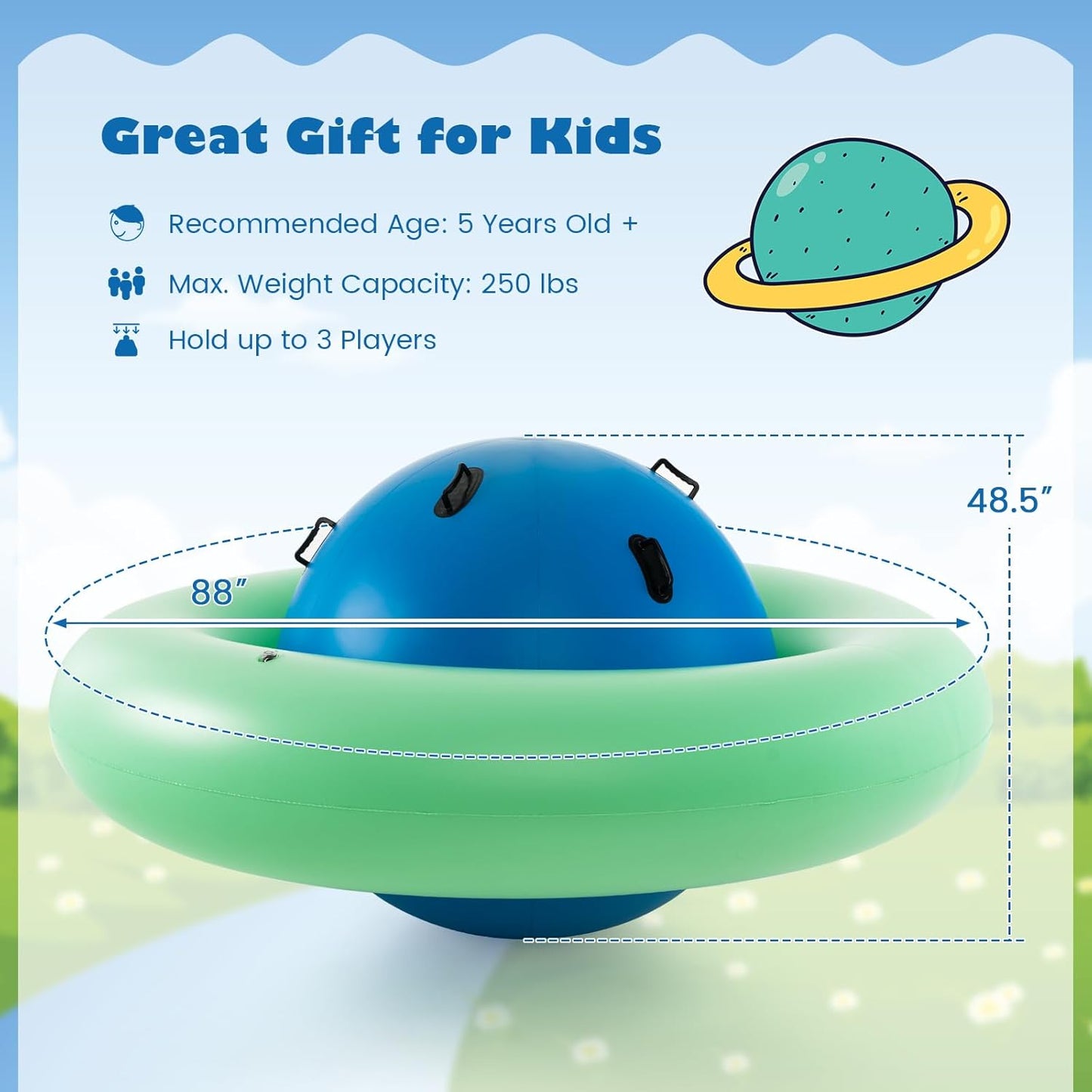 💥 Clearance Sale 🎉 8FT Inflatable Dome Rocker 🌈 Kids Seesaw Toy (250LBS) 🧒👧
