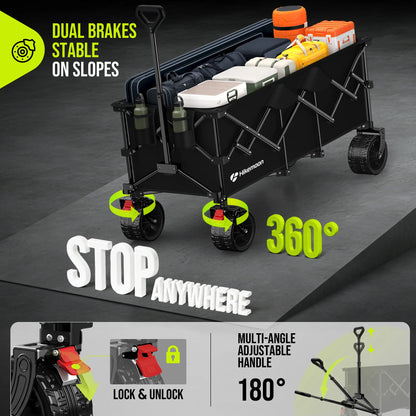 💥Clearance Sale Heavy Duty Folding Wagon 🚙 All-Terrain Beach Cart 🌿 560LB Capacity 💪
