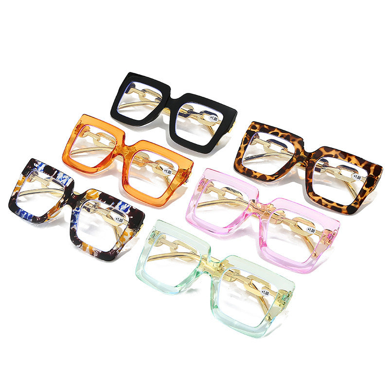 📦📦Lastday 70%OFF-Women’s Oversized Square Chain Reading Glasses(1set-6pcs)