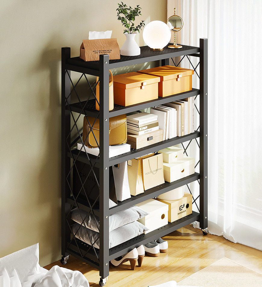 🔥Heavy Duty Foldable Metal Organizer Shelves with Wheels Great for Garage Kitchen