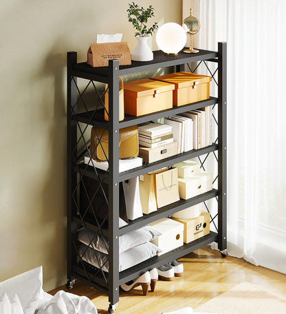 🔥Heavy Duty Foldable Metal Organizer Shelves with Wheels Great for Garage Kitchen