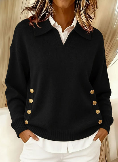 🤩🤩 Women's Comfortable Metal Buckle Pullover Cashmere Sweater