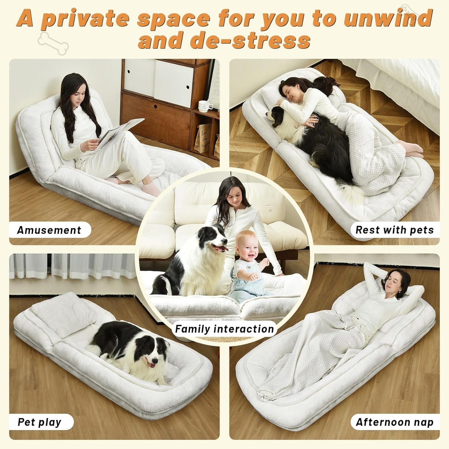 💥 Clearance Sale - Human Dog Bed 🛋️✨ Adjustable Lounge 🐶