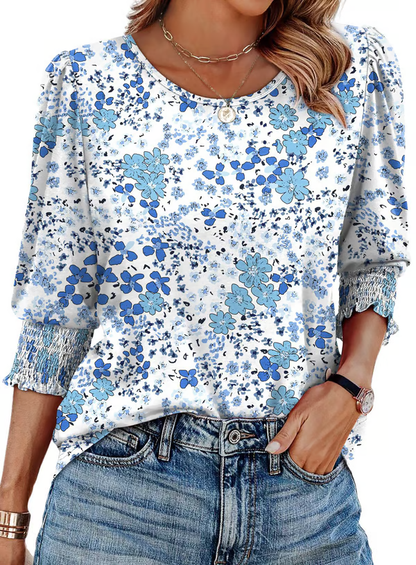 📦📦LAST DAY SAVE 49% ⏰ Women Dressy Casual 3/4 Length Sleeve Blouses with Smocked Cuffs