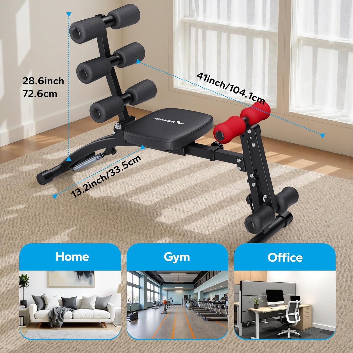 🚀MERACH Adjustable Ab Machine ✨ 300LBS | Home Gym Limited Offer