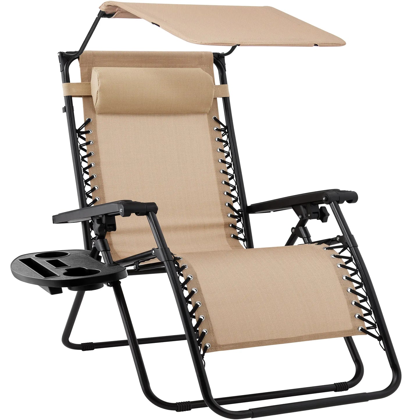 💥Clearance Sale Folding Zero Gravity Chair 🪑 w/ Canopy & Tray ☀️ Outdoor Lounge