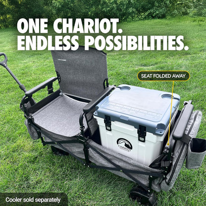 💥 Clearance Sale 💥 Folding Lawn Wagon 🚙✨ 2 Seats, UPF 50+ Canopy & All-Terrain Wheels 🌿