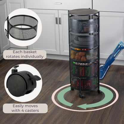 🧺Multifunctional Rotating Storage Rack With Wheels 🔥LIMITED DEAL
