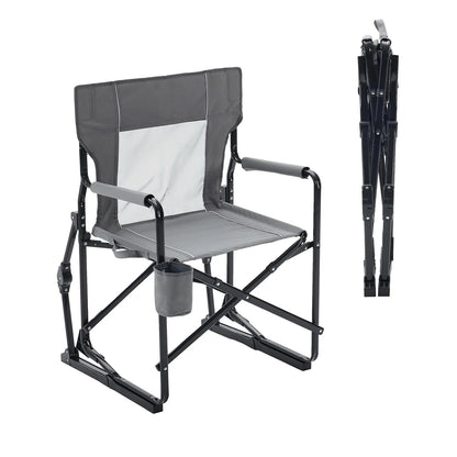 💥Clearance Sale Folding Camping Rocker Chair 🪑 Extra Wide Comfort 🌿 Padded High Back 💪