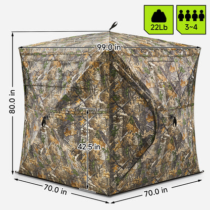 Vis Series 270 Degree See Through Hunting Blind | Portable 2 3 4 Person Ground Blind | Camo Pop Up Ddeer Blind for Deer & Hunters