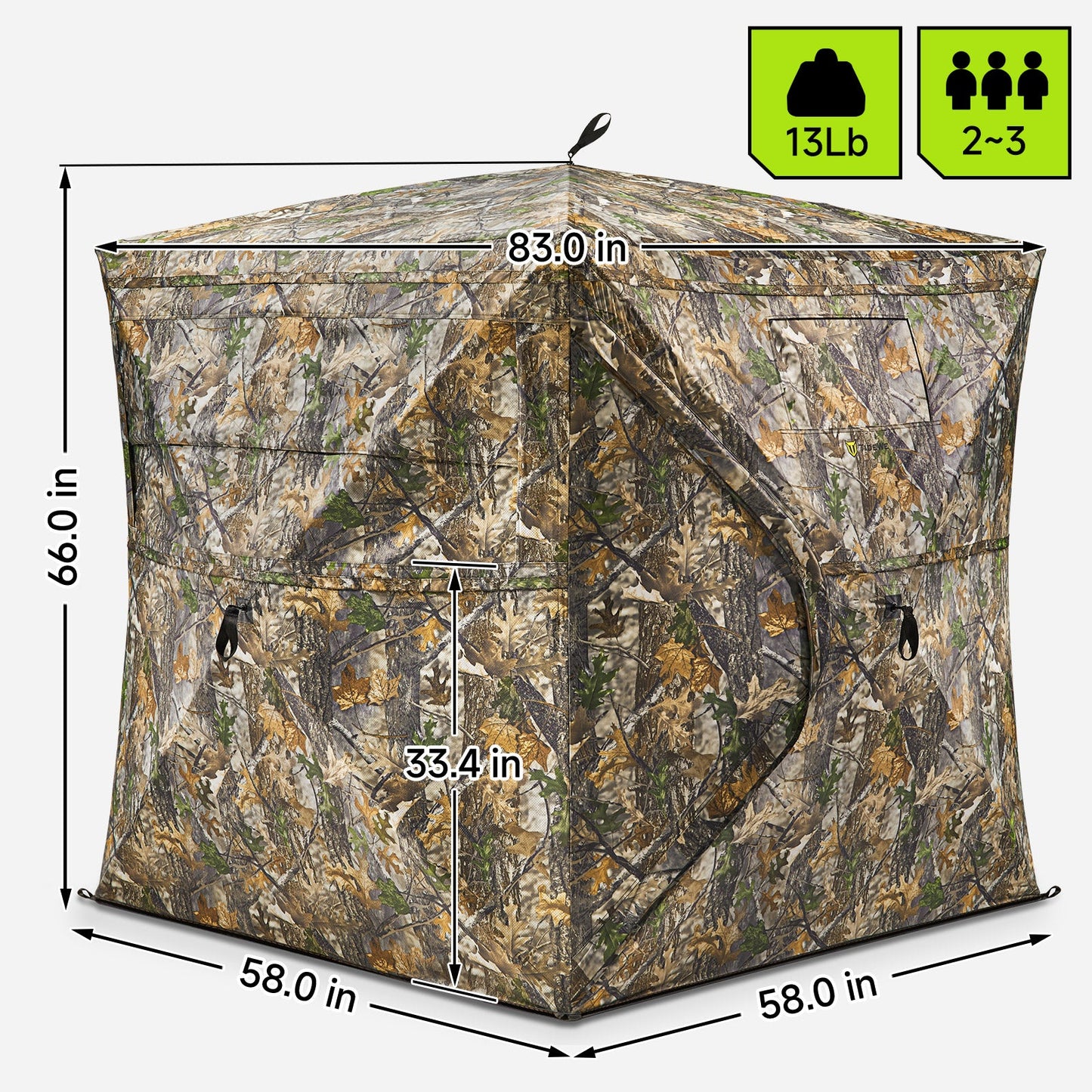 Vis Series 270 Degree See Through Hunting Blind | Portable 2 3 4 Person Ground Blind | Camo Pop Up Ddeer Blind for Deer & Hunters