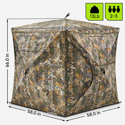 Vis Series 270 Degree See Through Hunting Blind | Portable 2 3 4 Person Ground Blind | Camo Pop Up Ddeer Blind for Deer & Hunters