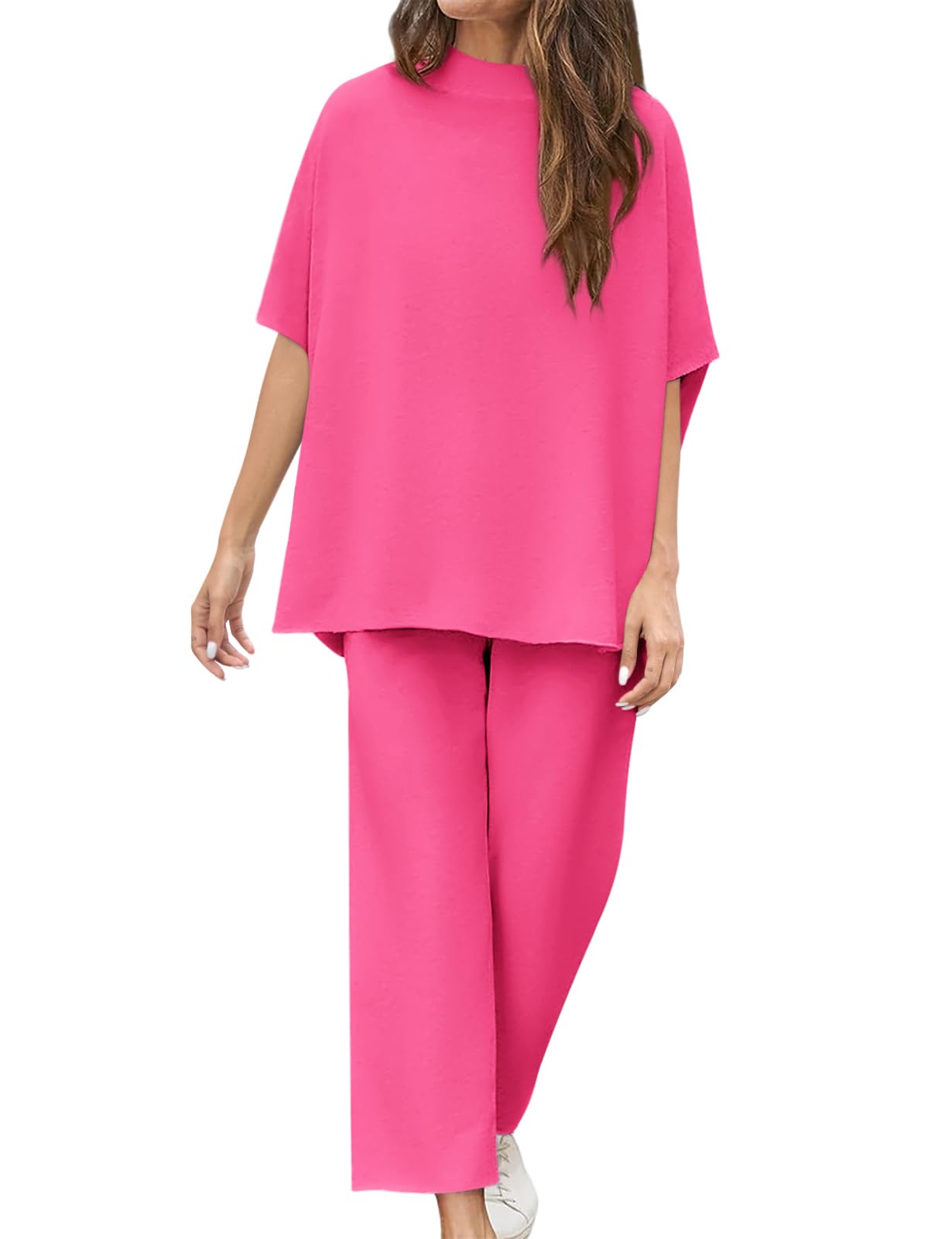 ⏰Hot Sale- Women's 3/4 Batwing Sleeve Capelet Wide Leg Pants Set(Buy 2 Free Shipping)