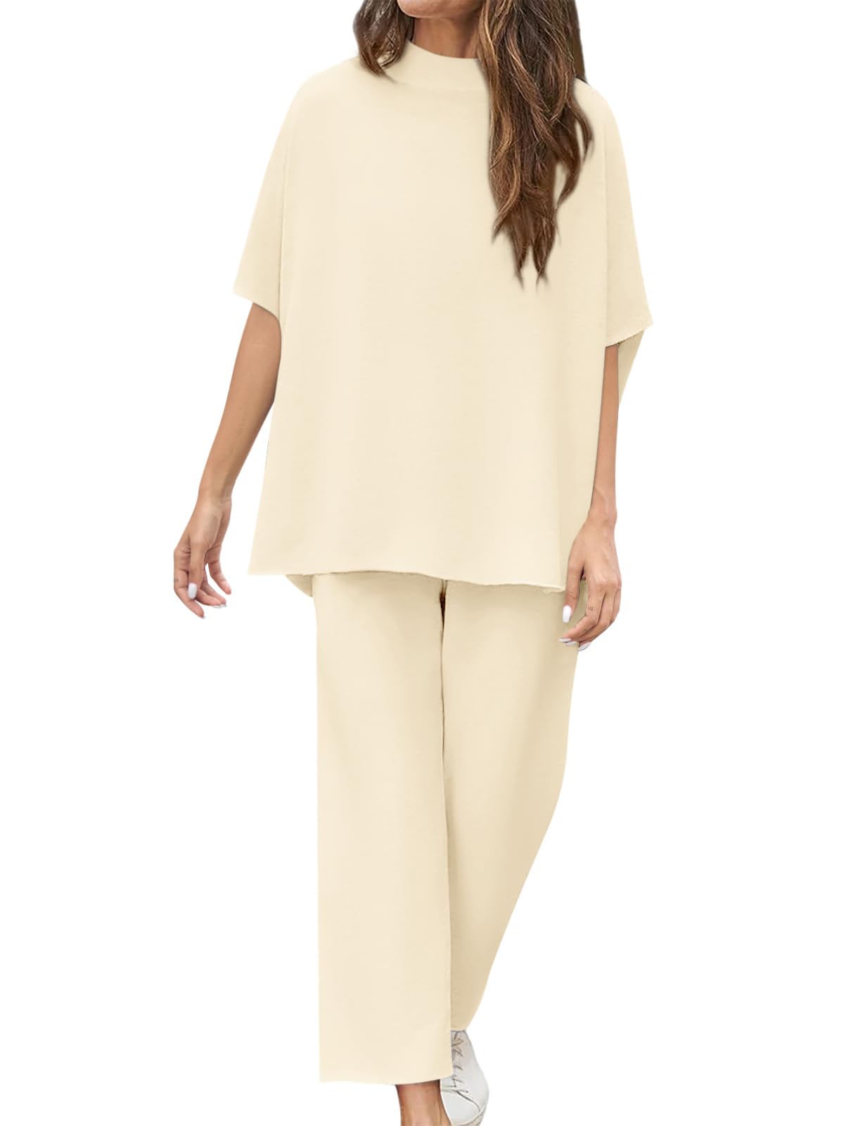 ⏰Hot Sale- Women's 3/4 Batwing Sleeve Capelet Wide Leg Pants Set(Buy 2 Free Shipping)