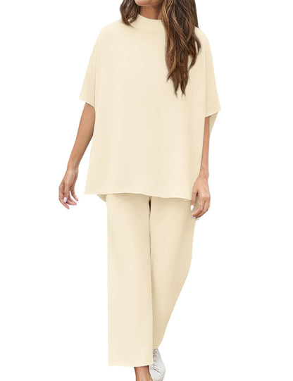 ⏰Hot Sale- Women's 3/4 Batwing Sleeve Capelet Wide Leg Pants Set(Buy 2 Free Shipping)