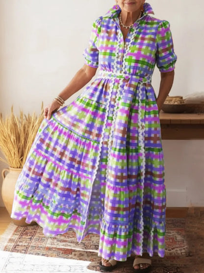 📦📦LAST DAY SAVE 49% ⏰Colorful Square Art Print Collared Shirt Dress