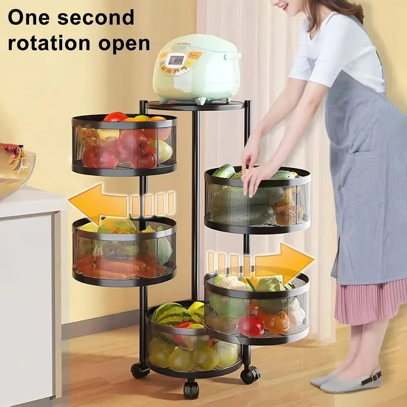 🧺Multifunctional Rotating Storage Rack With Wheels 🔥LIMITED DEAL