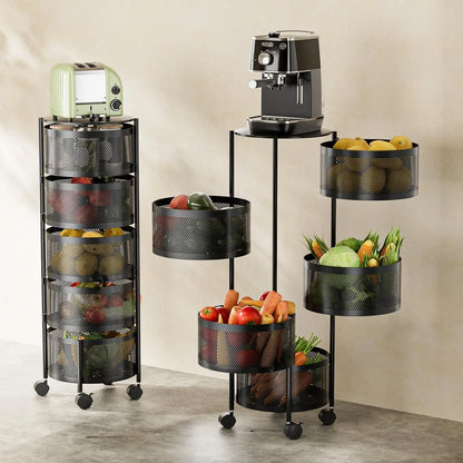 🧺Multifunctional Rotating Storage Rack With Wheels 🔥LIMITED DEAL