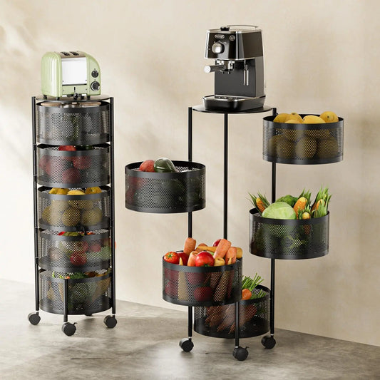 🧺Multifunctional Rotating Storage Rack With Wheels 🔥LIMITED DEAL