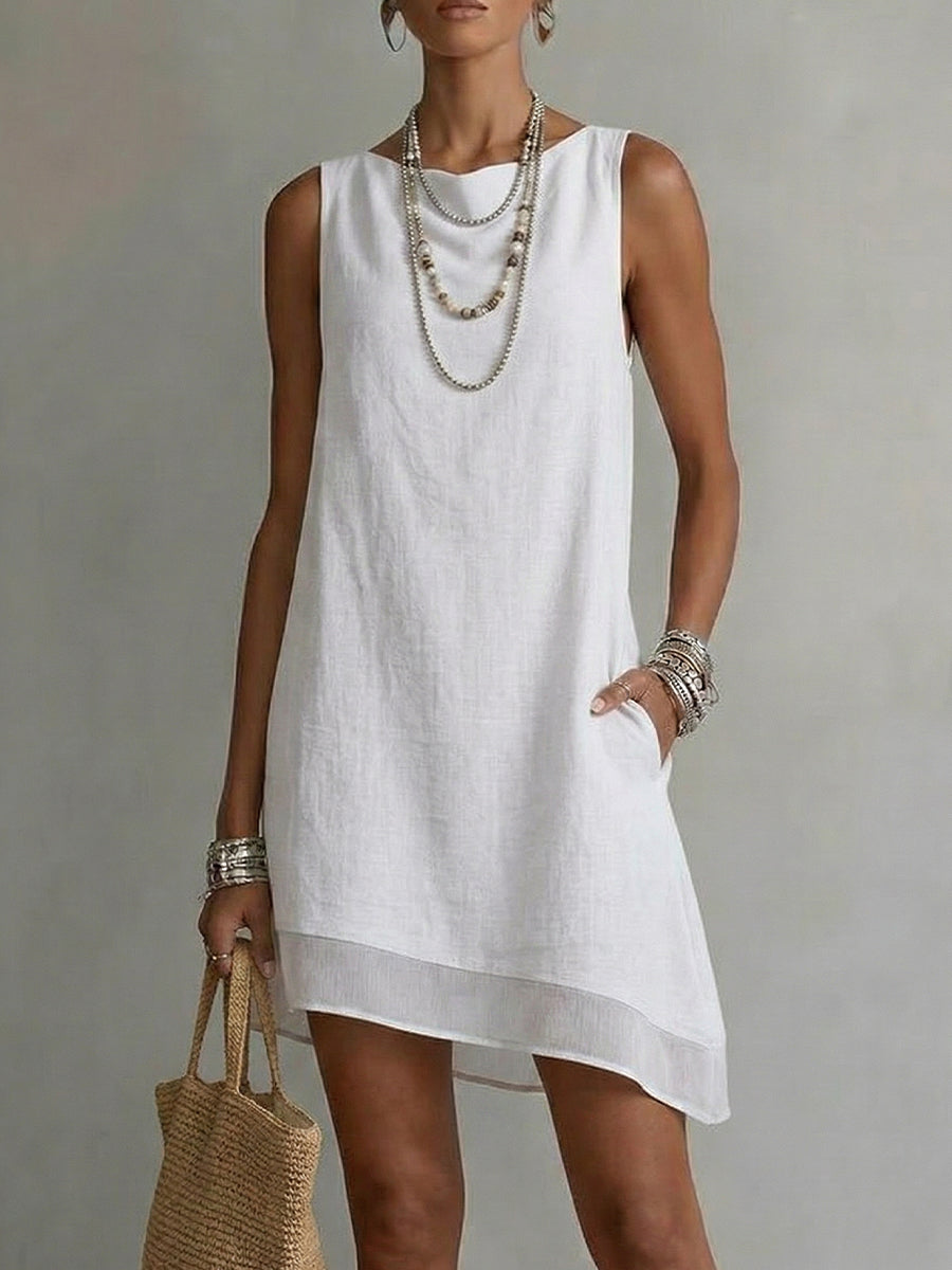 📦📦Mother's Day Sale 49% Off ⏰Women's Bateau Neck Sleeveless Diagonal Skirt Dress