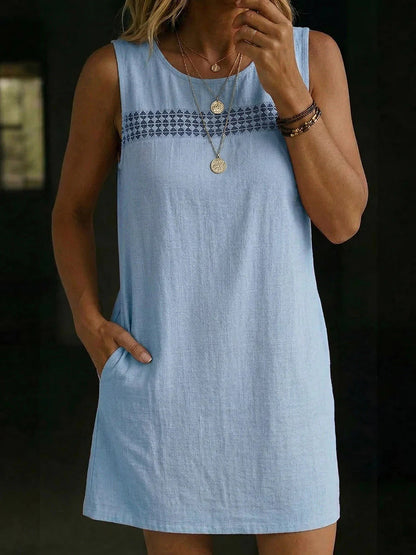 📦📦Mother's Day Sale 49% Off ⏰Linen-Blend Sleeveless Shift Dress