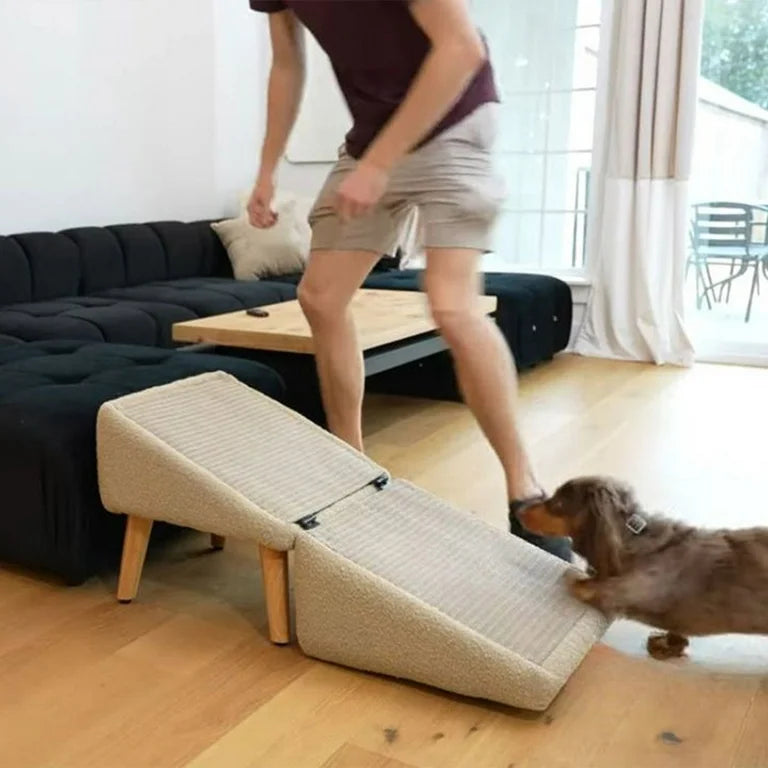 🐶2-in-1 Convertible Wooden Home Step Stool Dog Ramp Stairs