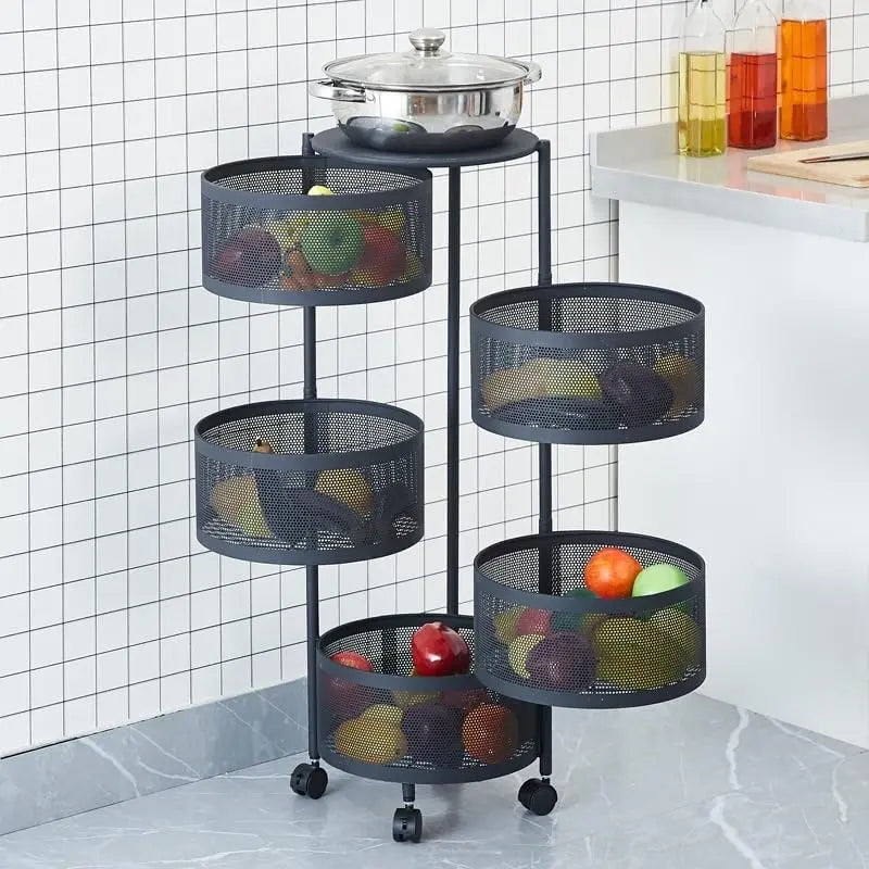 🧺Multifunctional Rotating Storage Rack With Wheels 🔥LIMITED DEAL
