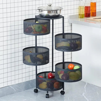 🧺Multifunctional Rotating Storage Rack With Wheels 🔥LIMITED DEAL
