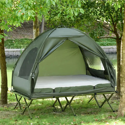 💥Clearance Sale 🏕️ 4-in-1 Camping Cot Tent 🛏️ Foldable Bed w/ Air Mattress 🌿 Outdoor Travel Set