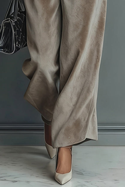 🤩🤩Stylish Velvet Turtleneck Long-sleeved Top and Casual Pocket Wide-leg Pants Set