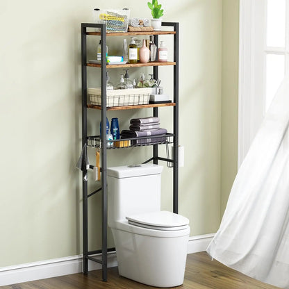 ✨4‑Tier Toilet Side Storage Organizer 🧻Multi‑Hook Design  LIMITED DEAL