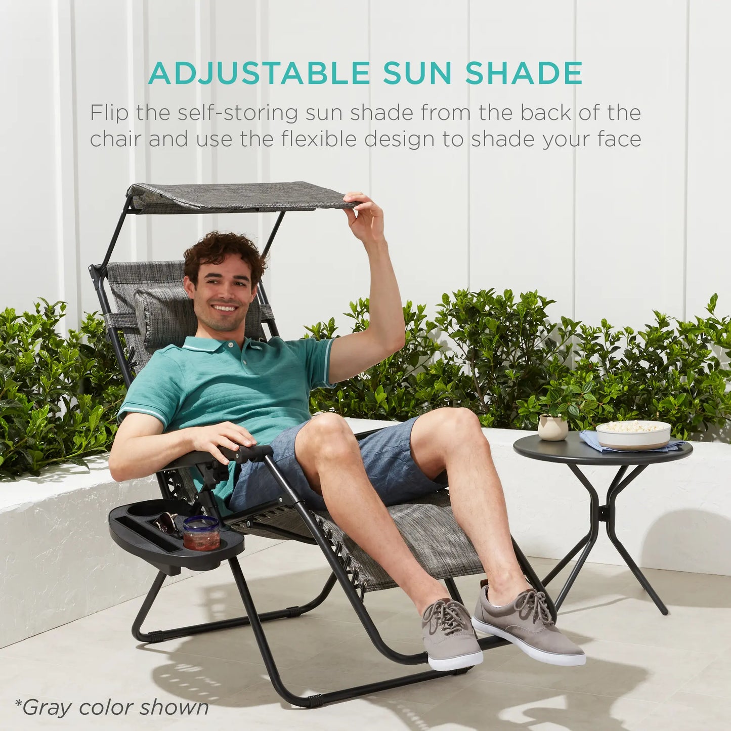💥Clearance Sale Folding Zero Gravity Chair 🪑 w/ Canopy & Tray ☀️ Outdoor Lounge