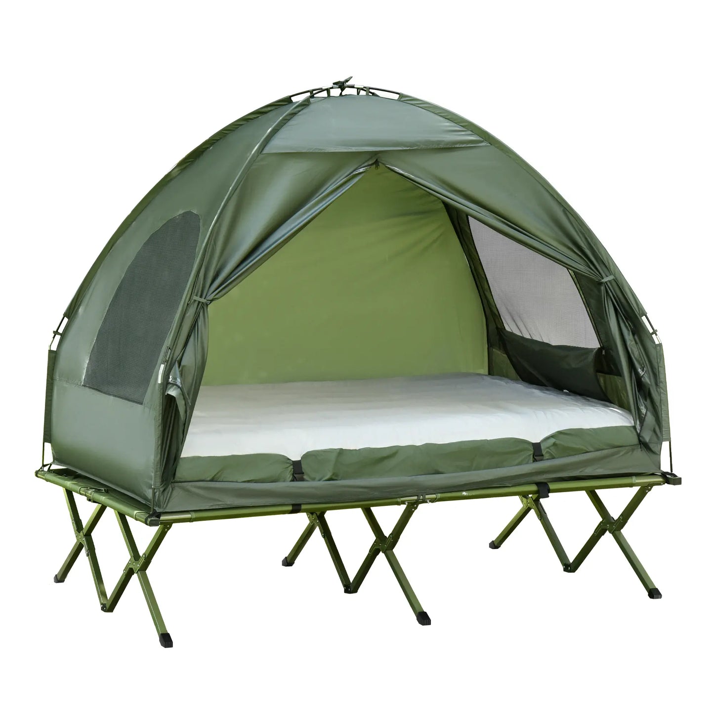 💥Clearance Sale 🏕️ 4-in-1 Camping Cot Tent 🛏️ Foldable Bed w/ Air Mattress 🌿 Outdoor Travel Set