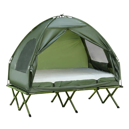 💥Clearance Sale 🏕️ 4-in-1 Camping Cot Tent 🛏️ Foldable Bed w/ Air Mattress 🌿 Outdoor Travel Set