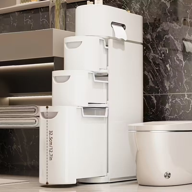 𝑪𝑳𝑬𝑨𝑹𝑨𝑵𝑪𝑬 𝑰𝑻𝑬𝑴🎉 𝐓𝐨𝐝𝐚𝐲 4𝟗% 𝐎𝐅𝐅 3/4 Layer White Slit Pull-out Cabinet Can Be Used to Put Paper Towels, Multi-functional Household Bathroom Racks, Shower Supplies Lockers, Used in Bathrooms, Kitchens, Living Rooms and Other Scenes