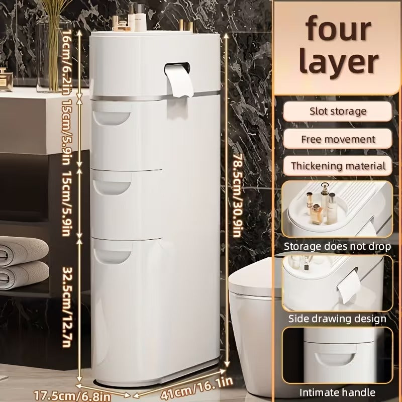 𝑪𝑳𝑬𝑨𝑹𝑨𝑵𝑪𝑬 𝑰𝑻𝑬𝑴🎉 𝐓𝐨𝐝𝐚𝐲 4𝟗% 𝐎𝐅𝐅 3/4 Layer White Slit Pull-out Cabinet Can Be Used to Put Paper Towels, Multi-functional Household Bathroom Racks, Shower Supplies Lockers, Used in Bathrooms, Kitchens, Living Rooms and Other Scenes