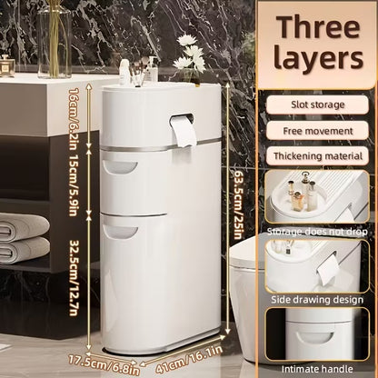 𝑪𝑳𝑬𝑨𝑹𝑨𝑵𝑪𝑬 𝑰𝑻𝑬𝑴🎉 𝐓𝐨𝐝𝐚𝐲 4𝟗% 𝐎𝐅𝐅 3/4 Layer White Slit Pull-out Cabinet Can Be Used to Put Paper Towels, Multi-functional Household Bathroom Racks, Shower Supplies Lockers, Used in Bathrooms, Kitchens, Living Rooms and Other Scenes