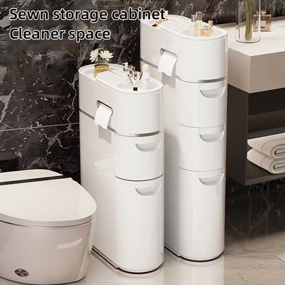 𝑪𝑳𝑬𝑨𝑹𝑨𝑵𝑪𝑬 𝑰𝑻𝑬𝑴🎉 𝐓𝐨𝐝𝐚𝐲 4𝟗% 𝐎𝐅𝐅 3/4 Layer White Slit Pull-out Cabinet Can Be Used to Put Paper Towels, Multi-functional Household Bathroom Racks, Shower Supplies Lockers, Used in Bathrooms, Kitchens, Living Rooms and Other Scenes
