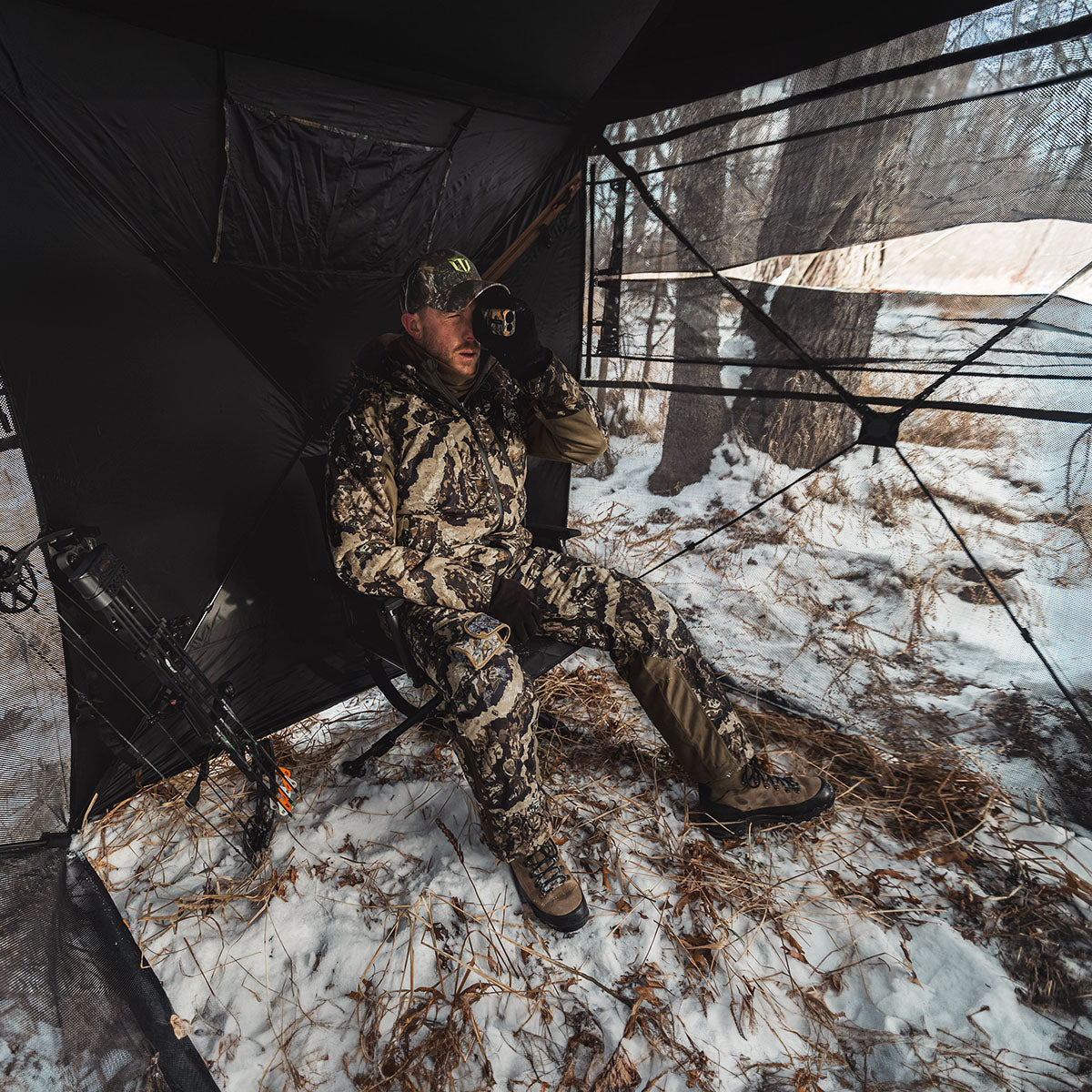 Vis Series 270 Degree See Through Hunting Blind | Portable 2 3 4 Person Ground Blind | Camo Pop Up Ddeer Blind for Deer & Hunters